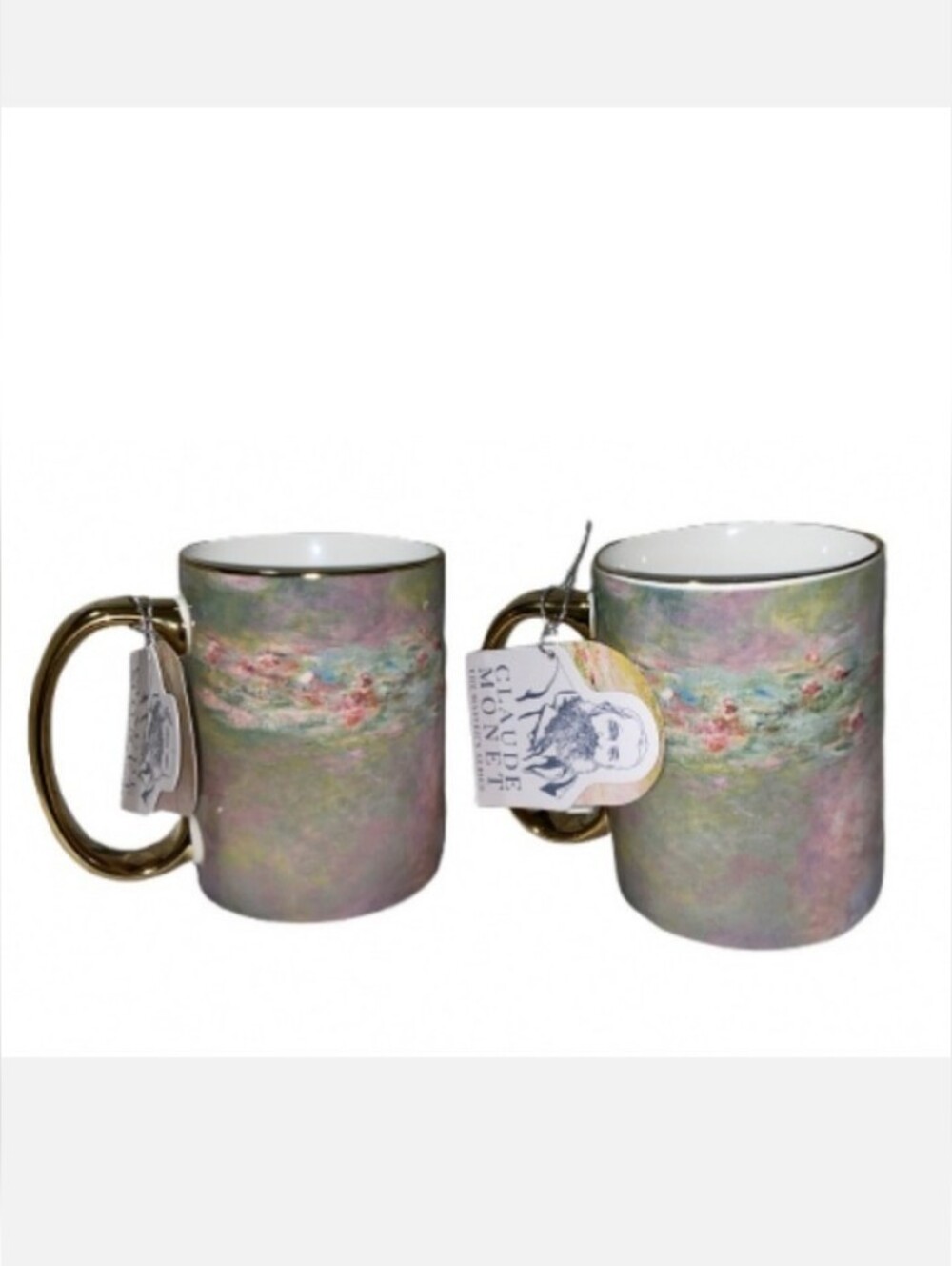 2pc-CLAUDE MONET "Water Lillies 1907" Porcelain Mug Set 🩷